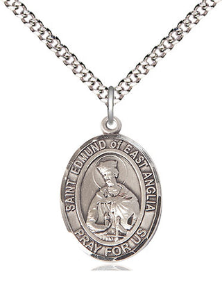 Sterling Silver Saint Edmund of East Anglia Medal Religious Jewelry Engraved Catholic Saint Jewelry