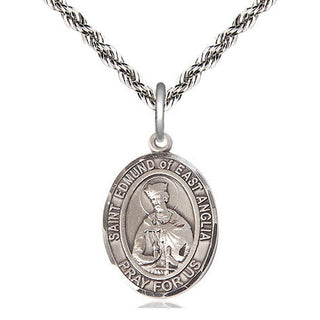 Sterling Silver Saint Edmund of East Anglia Medal Religious Jewelry Engraved Catholic Saint Jewelry