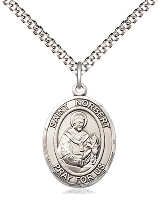 Pewter Saint Norbert of Xanten Medal Religious Jewelry Engraved Catholic Saint Jewelry
