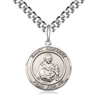 Pewter Saint Norbert of Xanten Medal Religious Jewelry Engraved Catholic Saint Jewelry