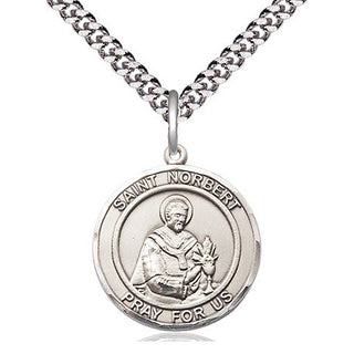 Pewter Saint Norbert of Xanten Medal Religious Jewelry Engraved Catholic Saint Jewelry
