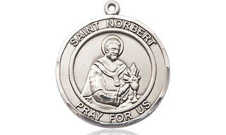 Sterling Silver Saint Norbert of Xanten Medal Religious Jewelry Engraved Catholic Saint Jewelry