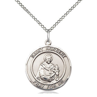 Sterling Silver Saint Norbert of Xanten Medal Religious Jewelry Engraved Catholic Saint Jewelry