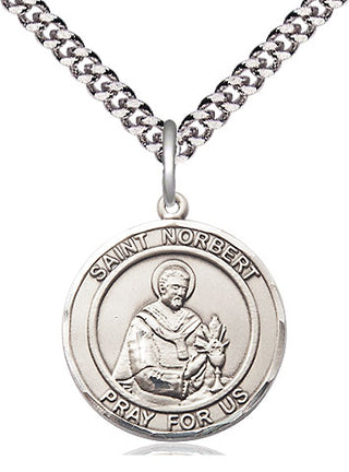 Sterling Silver Saint Norbert of Xanten Medal Religious Jewelry Engraved Catholic Saint Jewelry