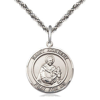 Sterling Silver Saint Norbert of Xanten Medal Religious Jewelry Engraved Catholic Saint Jewelry