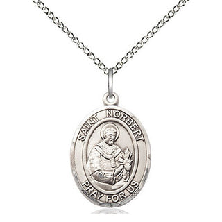 Sterling Silver Saint Norbert of Xanten Medal Religious Jewelry Engraved Catholic Saint Jewelry