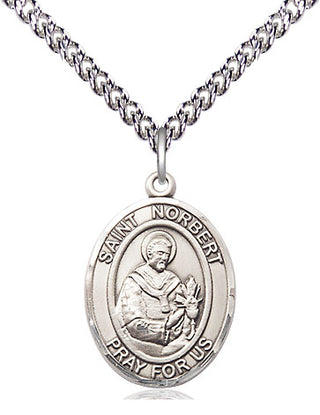 Sterling Silver Saint Norbert of Xanten Medal Religious Jewelry Engraved Catholic Saint Jewelry