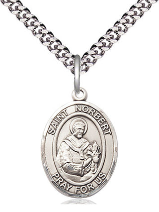 Sterling Silver Saint Norbert of Xanten Medal Religious Jewelry Engraved Catholic Saint Jewelry