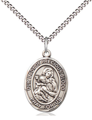 Pewter Our Lady of the Precious Blood Medal Religious Jewelry Engraved Catholic Saint Jewelry