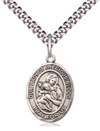 Pewter Our Lady of the Precious Blood Medal Religious Jewelry Engraved Catholic Saint Jewelry