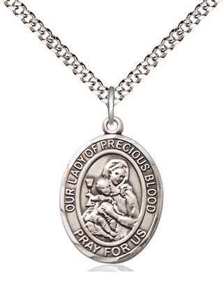 Pewter Our Lady of the Precious Blood Medal Religious Jewelry Engraved Catholic Saint Jewelry