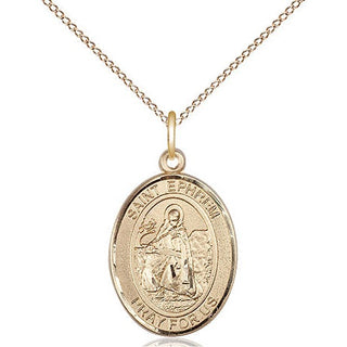 14kt Gold Filled Saint Ephrem Medal Religious Jewelry Engraved Catholic Saint Jewelry
