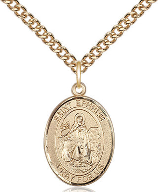 14kt Gold Saint Ephrem Medal Engraved Catholic Saint Jewelry