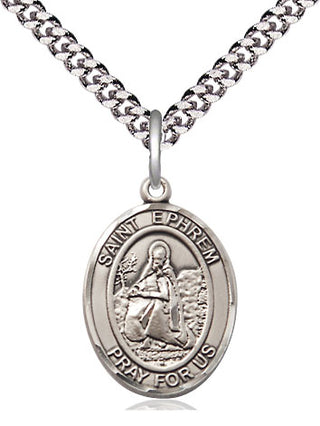 Sterling Silver Saint Ephrem Medal Religious Jewelry Engraved Catholic Saint Jewelry