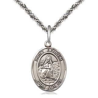 Sterling Silver Saint Ephrem Medal Religious Jewelry Engraved Catholic Saint Jewelry