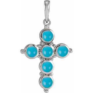 Sterling Silver Natural Turquoise Cross Pendant