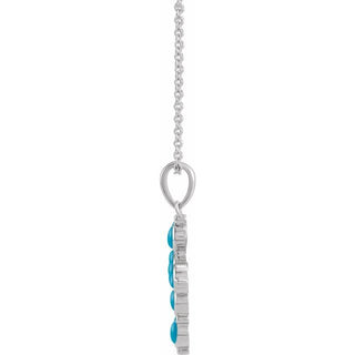 Platinum Natural Turquoise Cross 16-18" Necklace