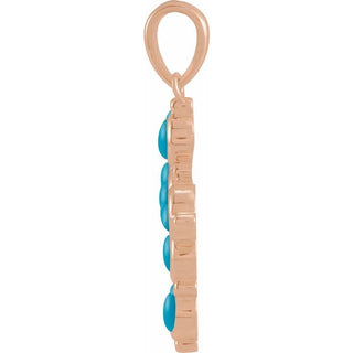 14K Rose Natural Turquoise Cross Pendant
