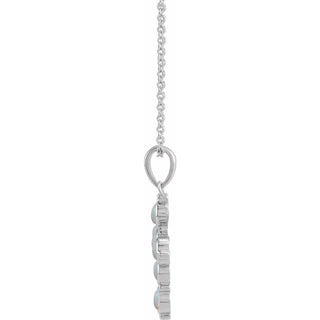 14K White Natural White Ethiopian Opal Cross 16-18" Necklace
