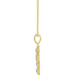 14K Yellow Natural White Ethiopian Opal Cross 16-18" Necklace