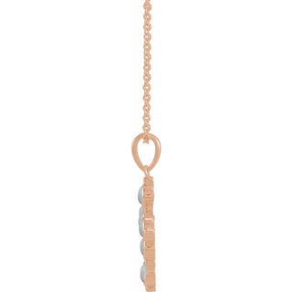 14K Rose Natural White Ethiopian Opal Cross 16-18" Necklace