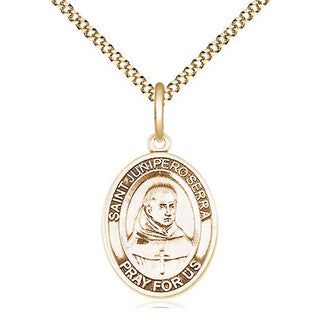 14kt Gold Filled Saint Junipero Serra Medal Religious Jewelry Engraved Catholic Saint Jewelry