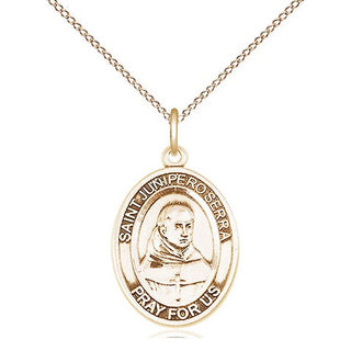 14kt Gold Filled Saint Junipero Serra Medal Religious Jewelry Engraved Catholic Saint Jewelry