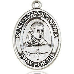 Pewter Saint Junipero Serra Medal Religious Jewelry Engraved Catholic Saint Jewelry
