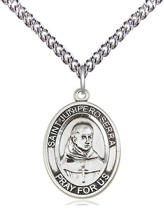 Sterling Silver Saint Junipero Serra Medal Religious Jewelry Engraved Catholic Saint Jewelry