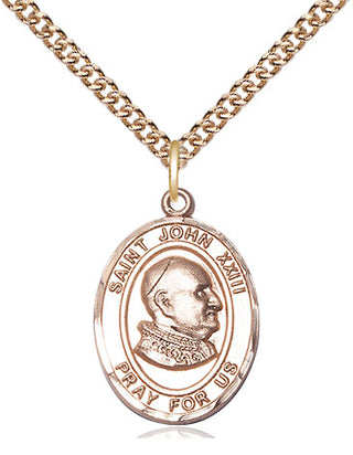 14kt Gold Saint John Xxiii Medal Engraved Catholic Saint Jewelry