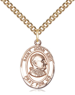 14kt Gold Saint John Xxiii Medal Engraved Catholic Saint Jewelry