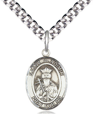 Pewter Saint Vladimir Medal Religious Jewelry Engraved Catholic Saint Jewelry