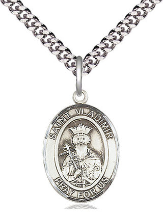 Sterling Silver Saint Vladimir Medal Religious Jewelry Engraved Catholic Saint Jewelry