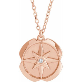 14K Rose .01 CT Natural Diamond Star 16-18" Necklace