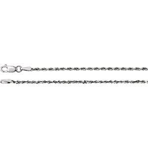18-inch Diamond Cut Rope Chain with Lobster Clasp - 14K White Gold