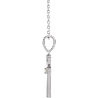 14K White .03 CT Natural Diamond Ankh Cross 16-18" Necklace