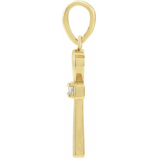 14K Yellow .03 CT Natural Diamond Ankh Cross Pendant