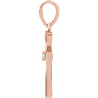14K Rose .03 CT Natural Diamond Ankh Cross Pendant