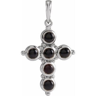 Platinum Natural Black Onyx Cross Pendant