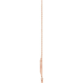 14K Rose .015 CT Natural Diamond Rosary Cross 18" Necklace