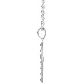 14K White Pyramid Cross 20" Necklace