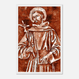 Sepia Franciscan Saint with Crucifix Framed Print - view 2