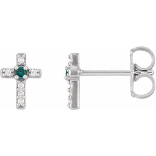 Sterling Silver Natural Alexandrite & .03 CTW Natural Diamond Cross Earrings