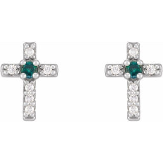 Platinum Natural Alexandrite & .03 CTW Natural Diamond Cross Earrings