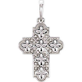 Sterling Silver Ornate Floral-Inspired Cross Pendant
