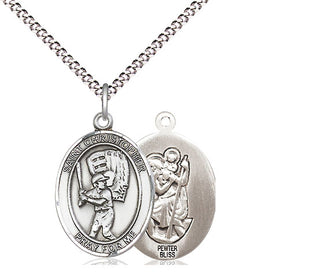 Pewter Saint Christopher Baseball Medal Religious Jewelry