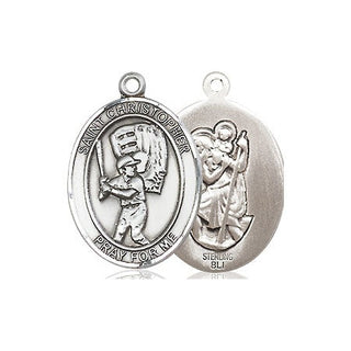 Sterling Silver Saint Christopher Baseball Medal Religious Jewelry