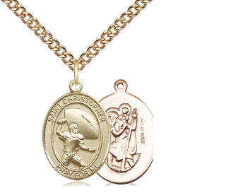 14kt Gold Filled Saint Christpher Football Medal Religious Jewelry