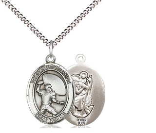 Pewter Saint Christpher Football Medal Religious Jewelry