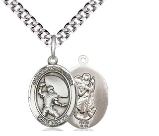 Pewter Saint Christpher Football Medal Religious Jewelry